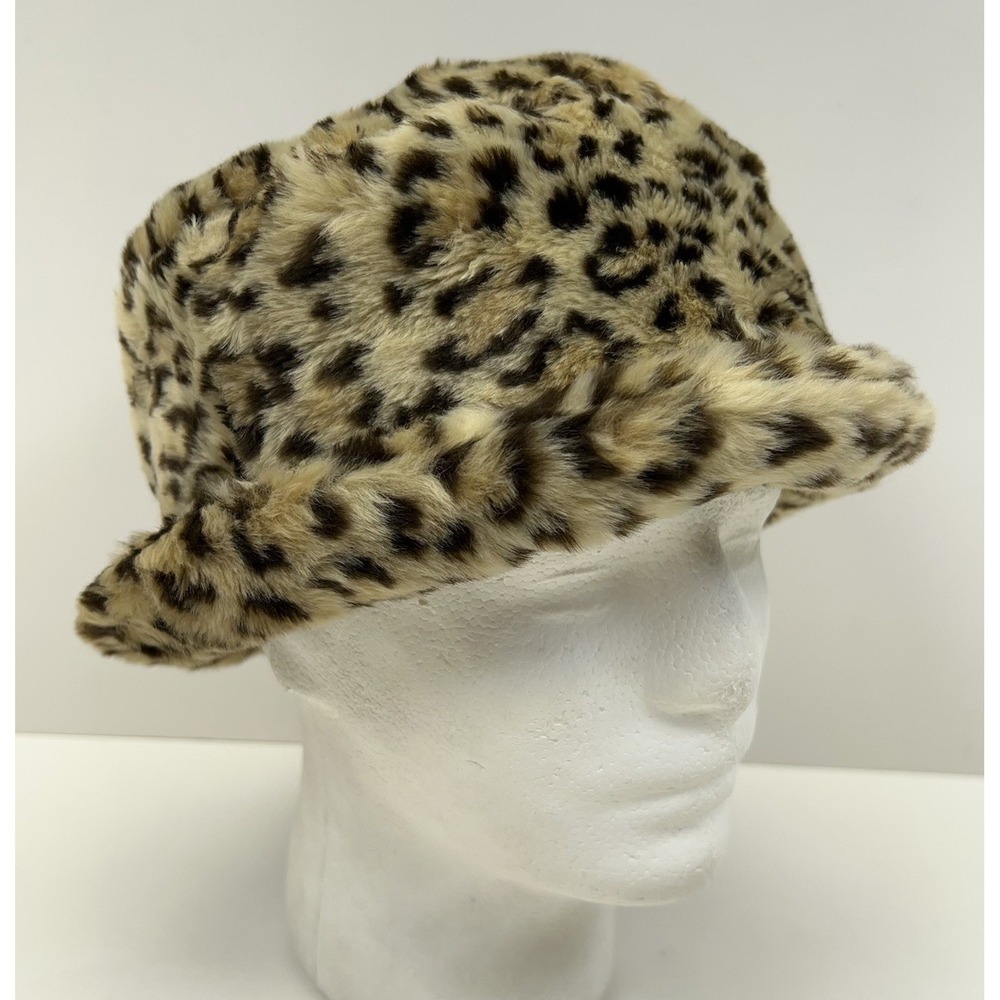 TOPPERS Bucket Hat Furry Cheetah Animal Faux Fur Sherpa Mob Boss Winter Hat